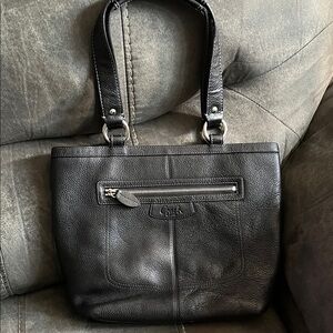 Coach Black Leather Textured Bag